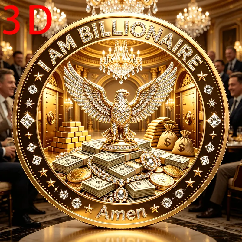 888 Infinite Wealth Coin, 'i Am Billionaire' Eagle Feng Shui Coin, Metal Material, Creative Gift, Place at Home or Office, Lucky Money Coin