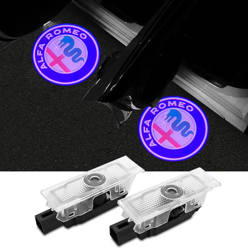 LED Car Door Logo Projector Ghost Shadow Welcome Lights Accessories Led Step Lights For Alfa Romeo 159 147 156 4C 8C 166 Giulia Giulietta Mito GT Stelvio Brera Spider