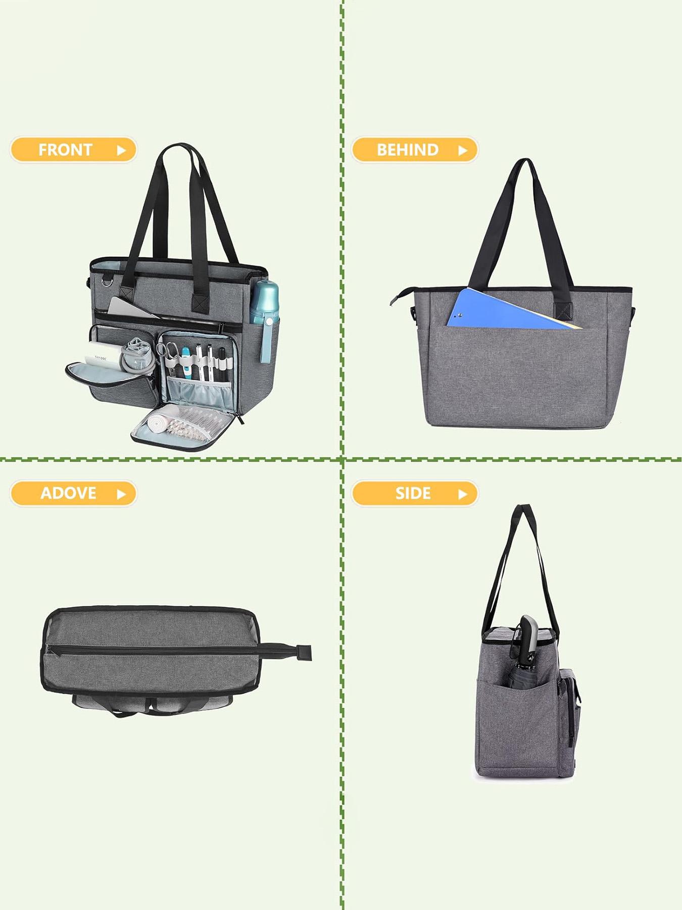 Teacher Tote Bag 15.6 inch Laptop Bag Work Bags for Women Nurse Tote Professional Computer Messenger Shoulder Bags Laptop Briefcase for Office, College, Nursing, Large Travel Tote Shoulder Bag with Zipper for College Office Clinical Gym