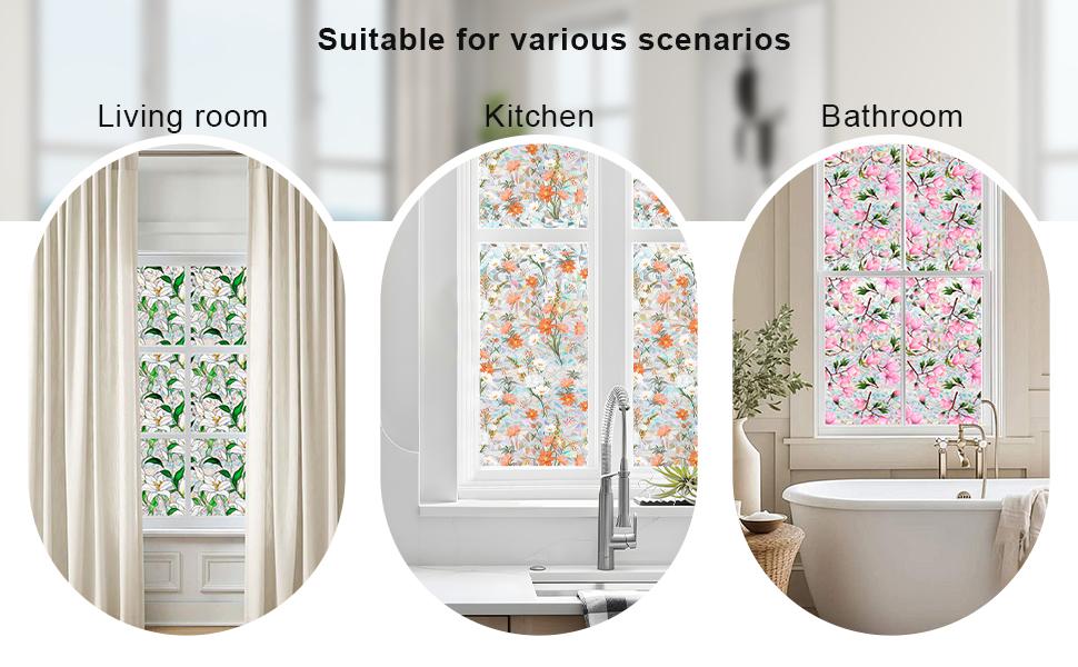 Rainbow Floral Window Privacy Film Sun Blocking 3D Decorative PVC Stained Window Decals Non-Static Cling Sticker for Home Office, 16.93 x 39.37 Inch. Rainbow Floral Window Privacy Film Sun Blocking 3D Decorative PVC Stained Window Decals Non-Static Cling Sticker for Home Office, 16.93 x 39.37 Inch.