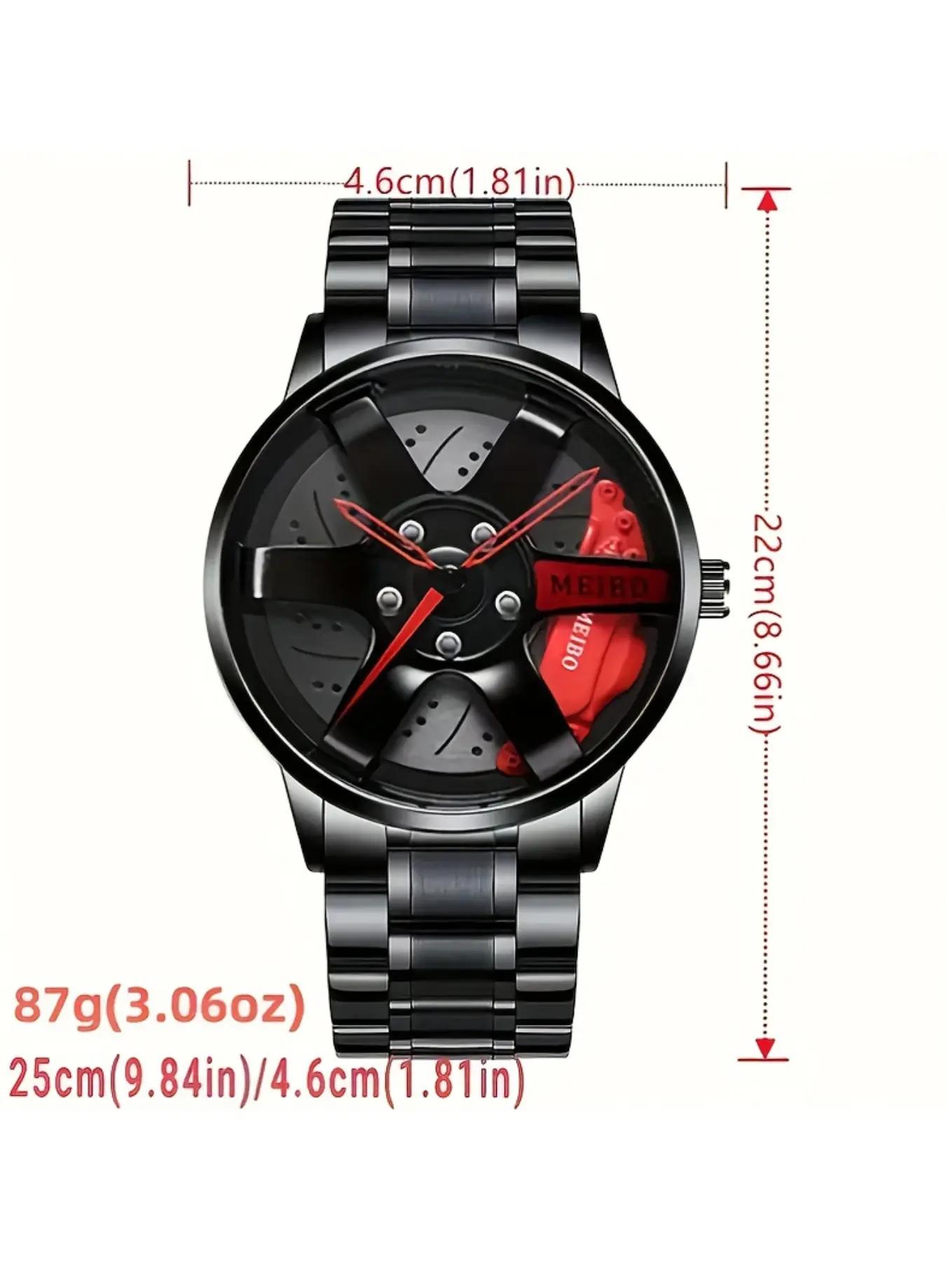 4-piece men's fashionable and casual high-quality quartz watch set+cross jewelry chain ring bracelet necklace