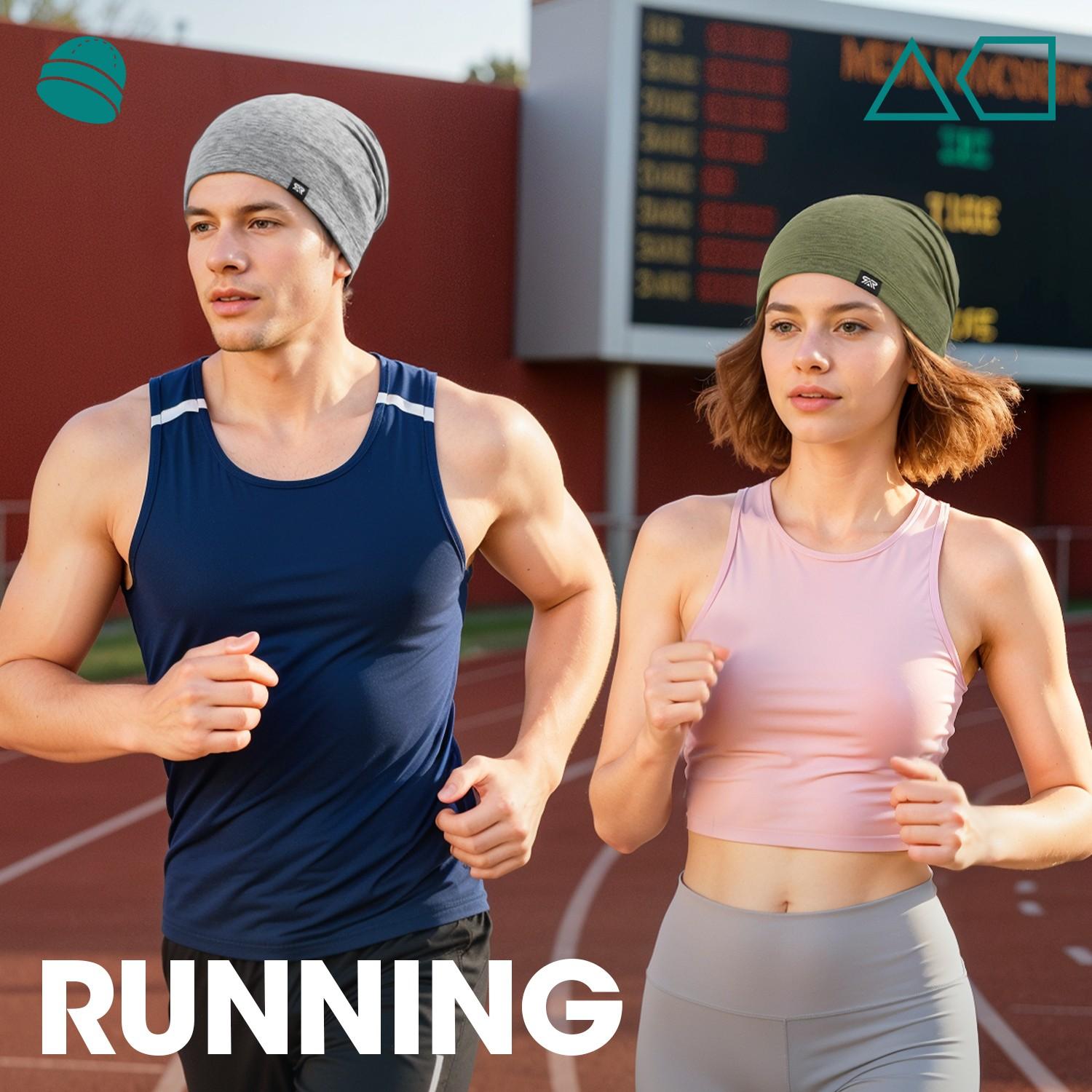 1/2/3 Pack Versatile Beanie Hats, Ear Protection Warm Cold Weather Caps, Breathable Polyester, Outdoor Running Fitness Sports Windproof Headwear, Unisex Soft Slouchy Beanie - Stay Dry Breathable for Running Gym Sleeping Commuting Daily Use