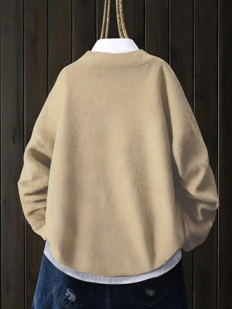 Women's Leopard Print Stand Collar Sweater, Fall Winter Casual Long Sleeve Knitwear, Comfortable Warm Daily Wear, Elegant Zebra Stripe Design