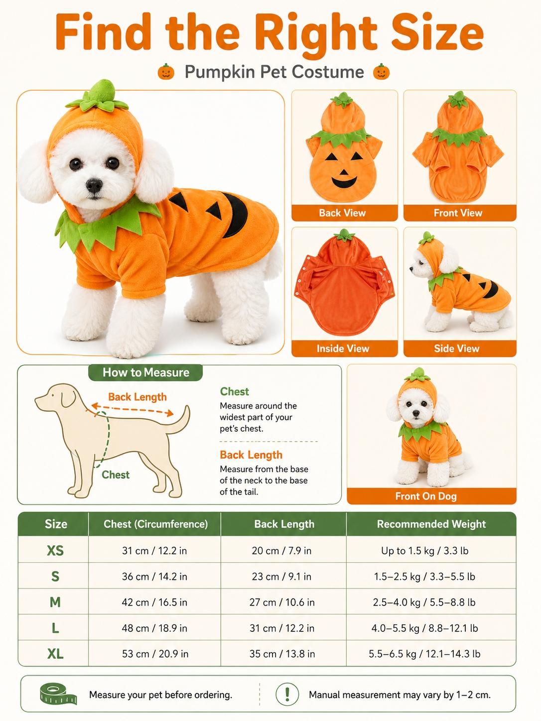 Cute Halloween Pet Pumpkin Costume, Animal Costume, Warm Fall Winter Coat for Dogs Cats, Hooded Cape, Soft Plush, Easy on Off, Festive Photo Prop