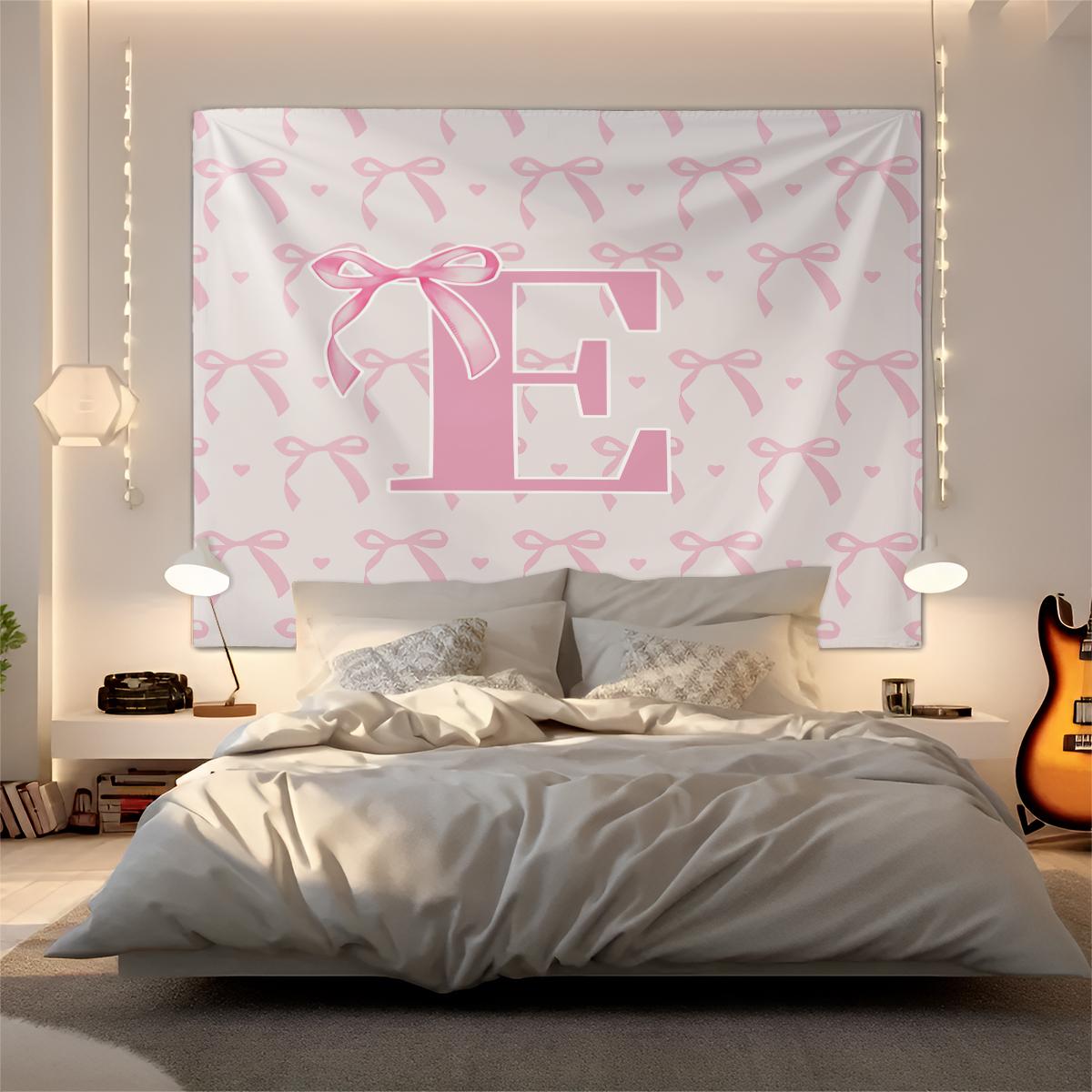 Letter Printed Tapestry, Pink Princess Style Wall Decor, Soft Fabric, Easy to Hang, Ideal for Girls' Bedroom and Living Room Background Decoration, Great Gift for Family and Friends