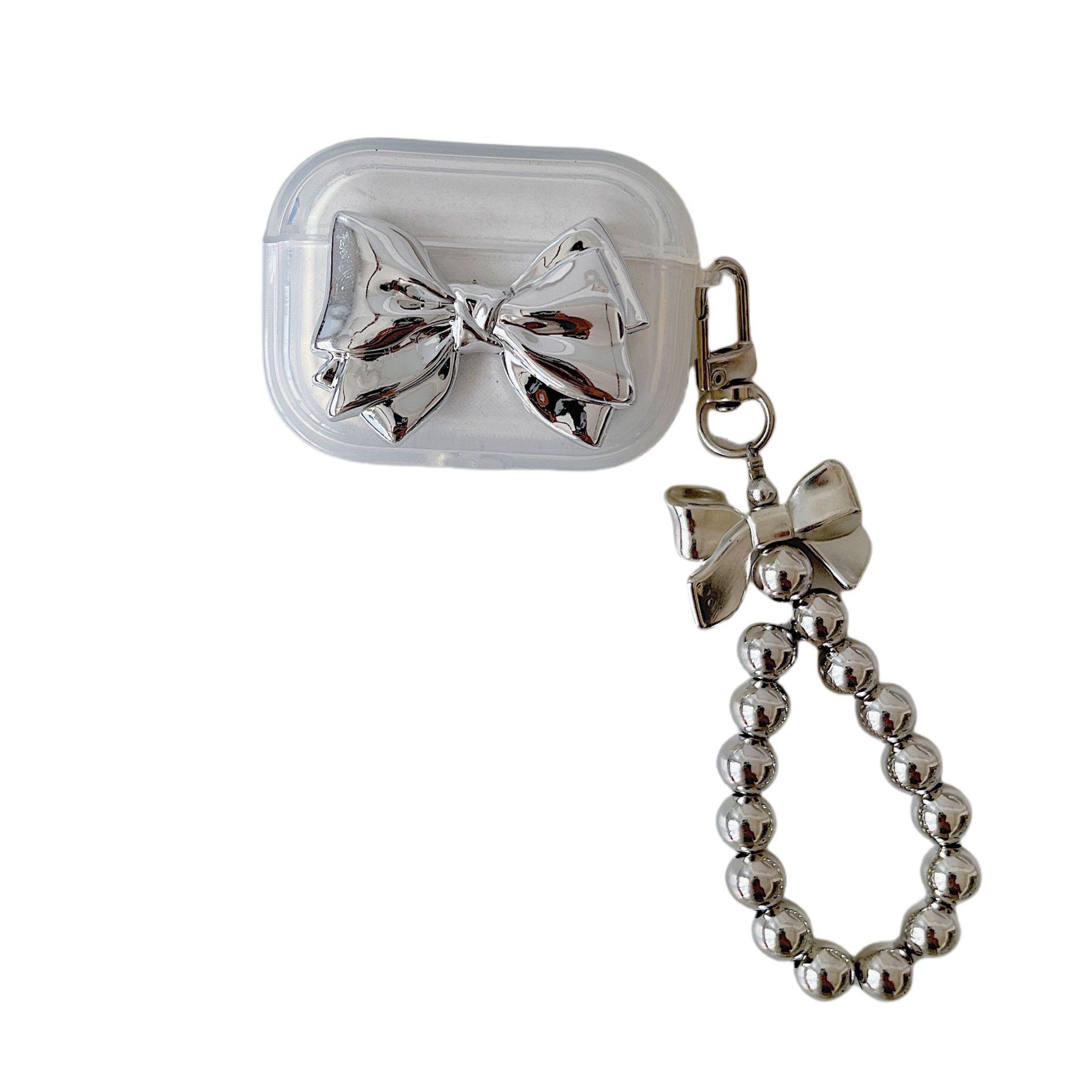 Korean-style electroplated bow chain phantom earphone case suitable for Apple AirPods 1/2 generation Pro2 earphone covers
