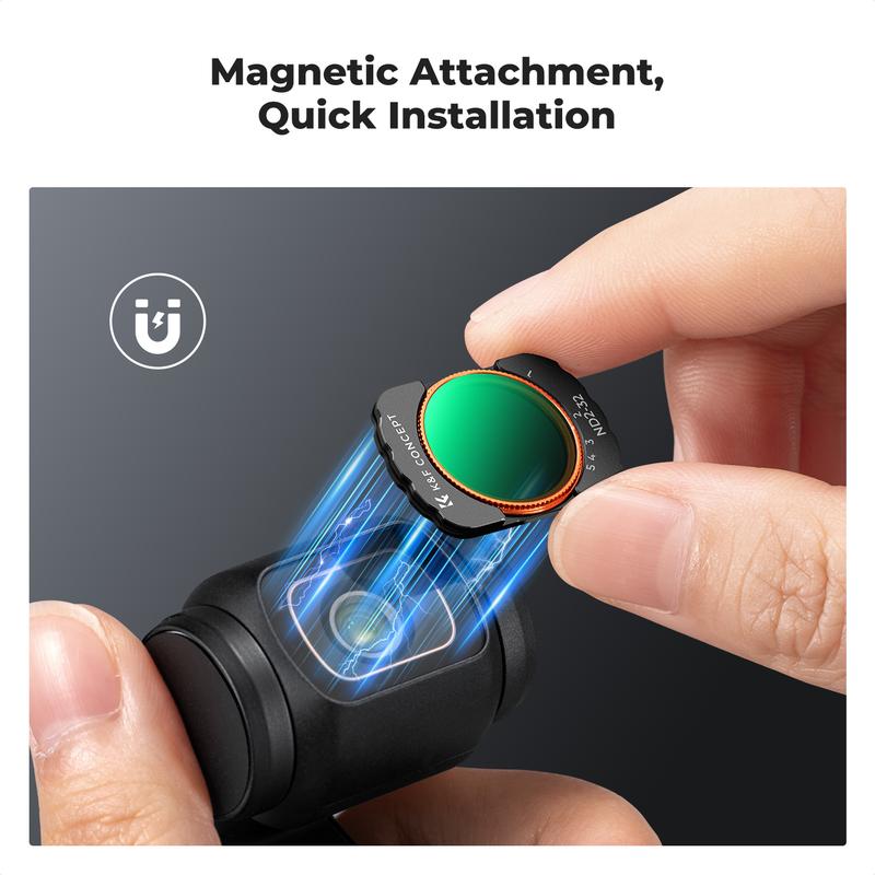 K&F Concept Magnetic Wide Angle Lens & Effect & ND & CPL Filter Set Compatible with DJI Osmo Pocket 3, 4 Pack Wide-Angle Lens CPL Black Diffusion 1/4 ND2-32 Filters, HD Optical Glass/Multi-Coated K&F Concept Magnetic Wide Angle Lens & Effect & ND & CPL Filter Set Compatible with DJI Osmo Pocket 3, 4 Pack Wide-Angle Lens CPL Black Diffusion 1/4 ND2-32 Filters, HD Optical Glass/Multi-Coated