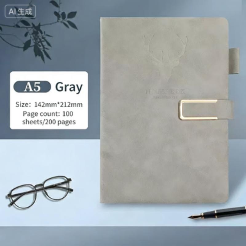 Vintage A5 Leather-Look Notebook, Soft Cover with Bookmark, Ideal for Business Meetings and College Students, Durable Design