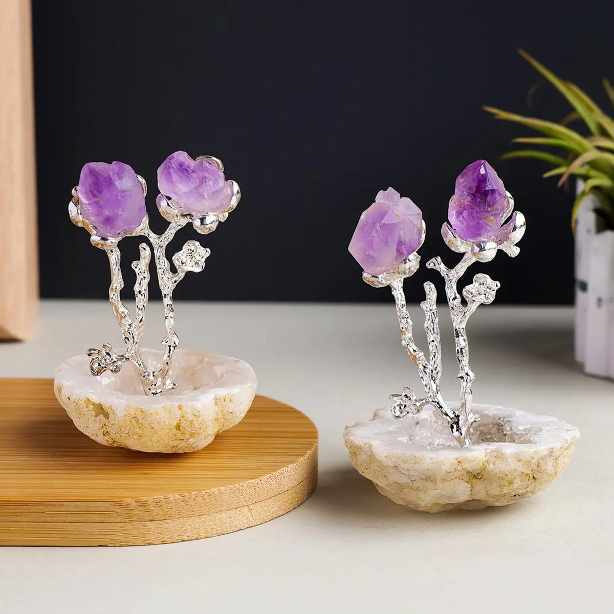 1pc Natural Agate Crystal Cave Amethyst Tooth Flower Ornament, Crystal Carvings, Natural Stone Decor, Unique Healing Home Decor for Aesthetics, Beautiful Spring Gift Idea, Unique Crystal Design