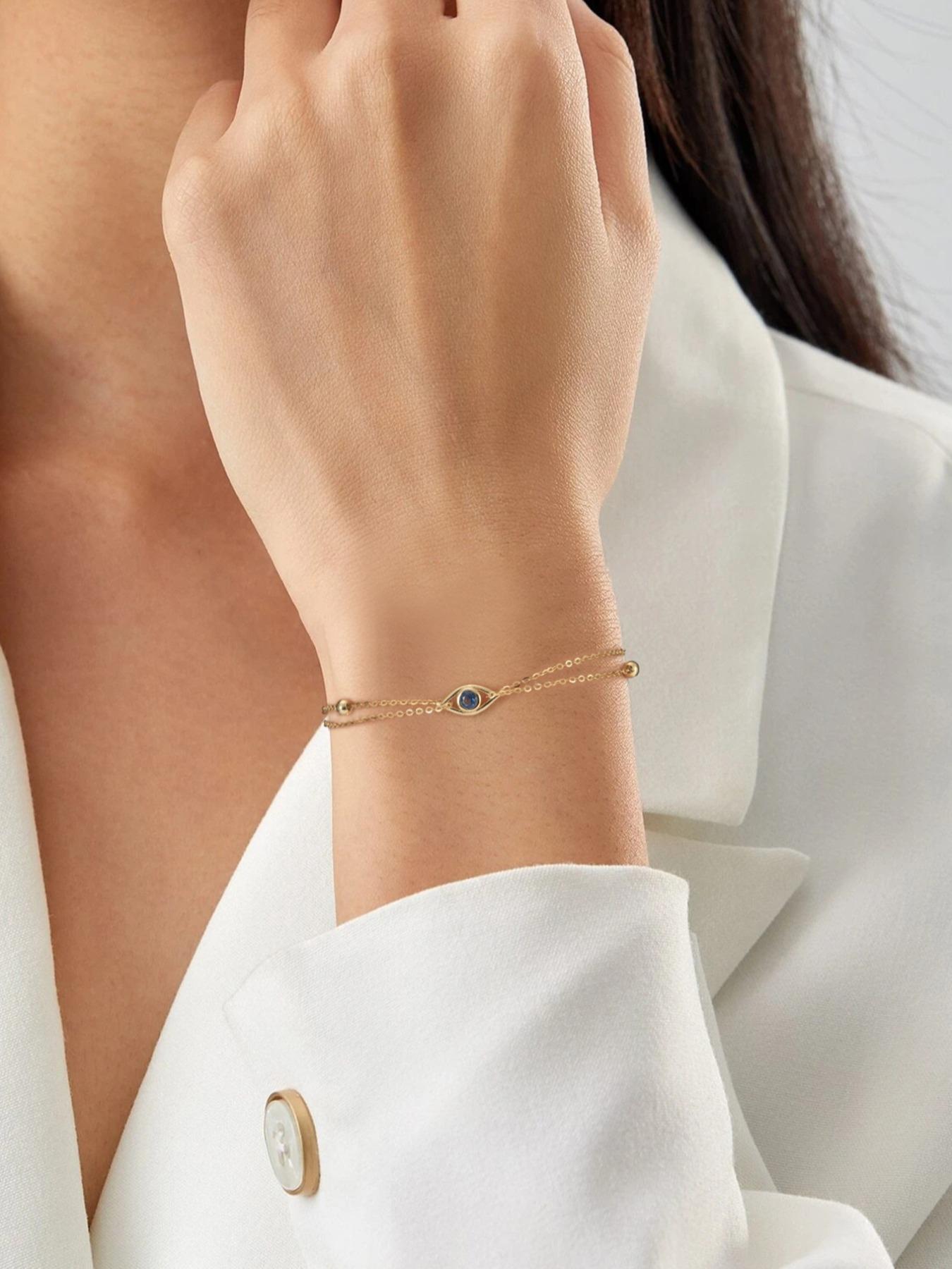 925 Sterling Silver Fashion Evil Eye Design Bracelet, Elegant Jewelry Bracelet, Fashion Jewelry for Party, Daily Clothing Decor, Trendy All-match & Exquisite Jewelry for Birthday Gift