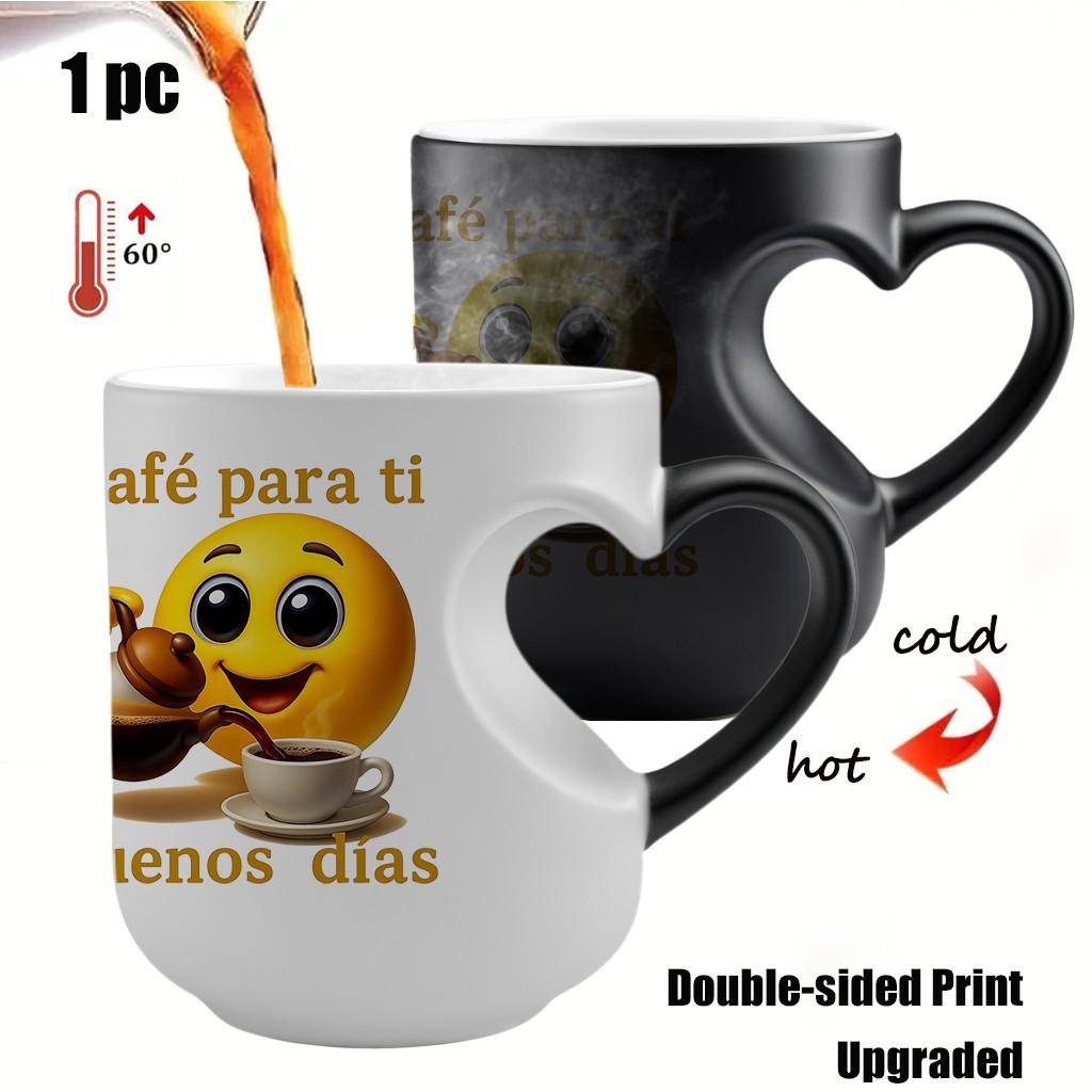 Thermosensitive Ceramic Mug, Funny Mug, Magic Color-Changing Heart-Handle Design, 11oz/330ML Capacity, Perfect Coffee Lover Gift, Ideal for Daily Use & Special Occasions, Ceramic Drinkware
