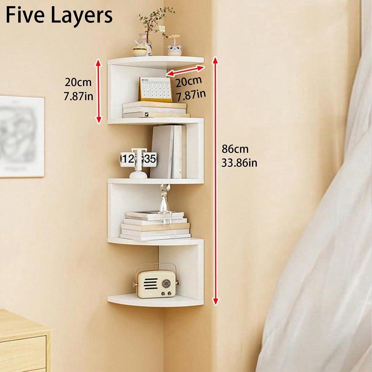 Corner Floating Shelf, Bedroom Living Room Bathroom Wall Mounted Storage Rack, 2/5/7 Layers Space Saving Decorative Shelves, Wall Mounted Organizer