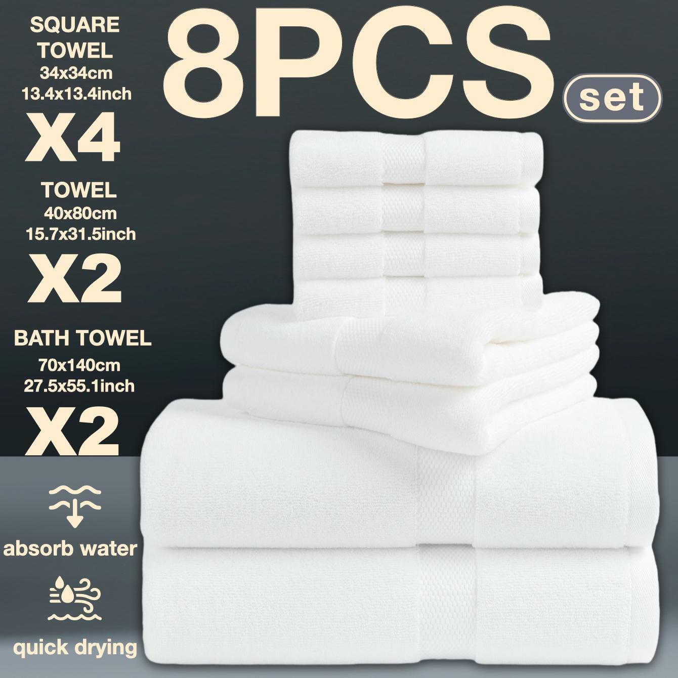 Luxury Bath Towel Set of 8 Pieces, 100% High Absorbent Turkish Towels, 2 Luxury Bath Towels 700gsm, 2 Hand Towels & 4 Face Cloths