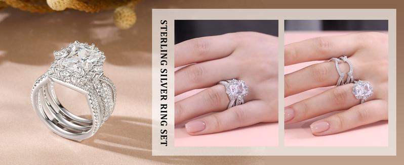 Jeulia Interchangeable Halo Engagement Ring Set Twisted Radiant Cut Sterling Silver SEC finejewelry Jeulia Interchangeable Halo Engagement Ring Set Twisted Radiant Cut Sterling Silver SEC finejewelry