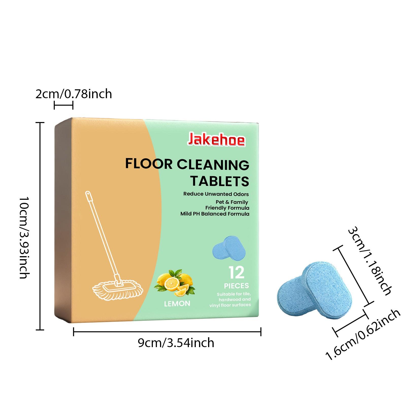 Floor Cleaning Tablets, 12 Pieces, Lemon Scent, Daily Home Floor Cleaner, Stain Removal, Fresh Fragrance, Convenient Care Tablets