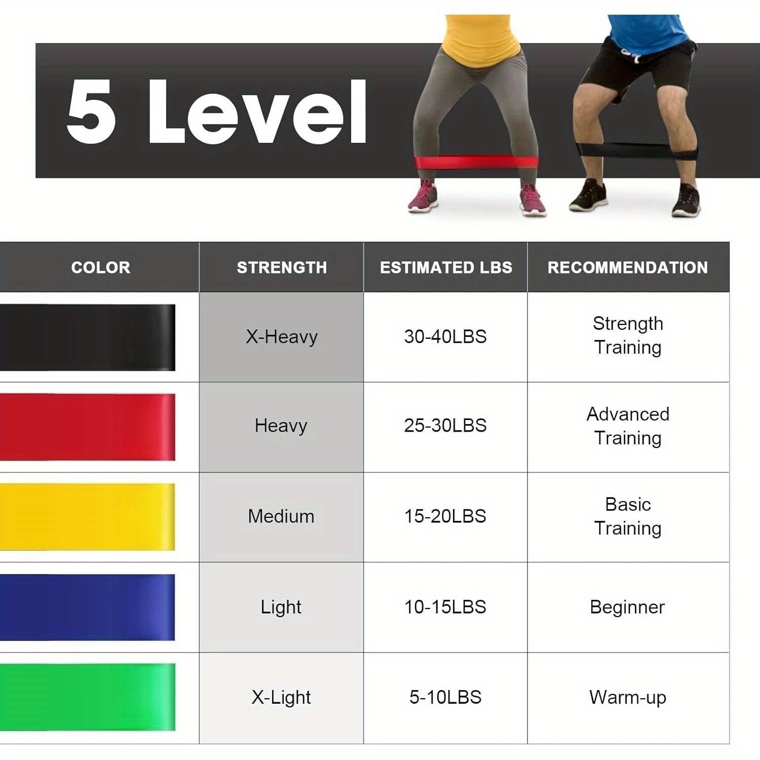 5-Piece Resistance Band Set with Door Anchor, Ankle Straps, and Carry Bag, Ideal for Home Gym Travel, Workout Bands 5-40 Lbs