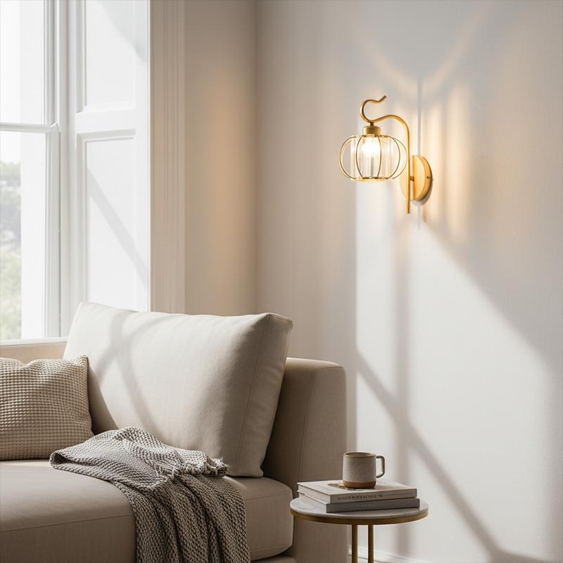 /gold Crystal Wall Light, Straight Groove E2 Socket Creative Lamp, Suitable for Hallway/bedroom/living Room, Indoor Lighting (no Bulb Included)