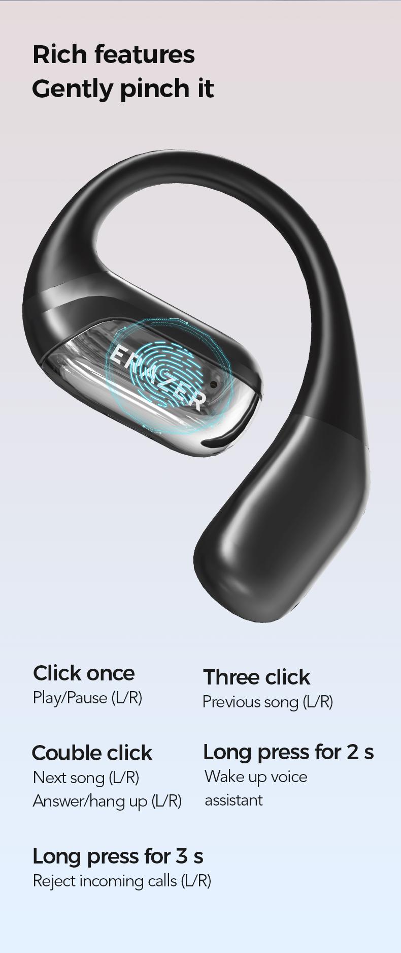 ERAZER XF35 Translation Earbuds Real Time,134 Languages Translator Earbuds Open-Ear Wireless Headphone, With Audio-Visual Future Touch Screen Translating Device for Audifonos Traductores Inglés Español Free APP Fit IOS & Android