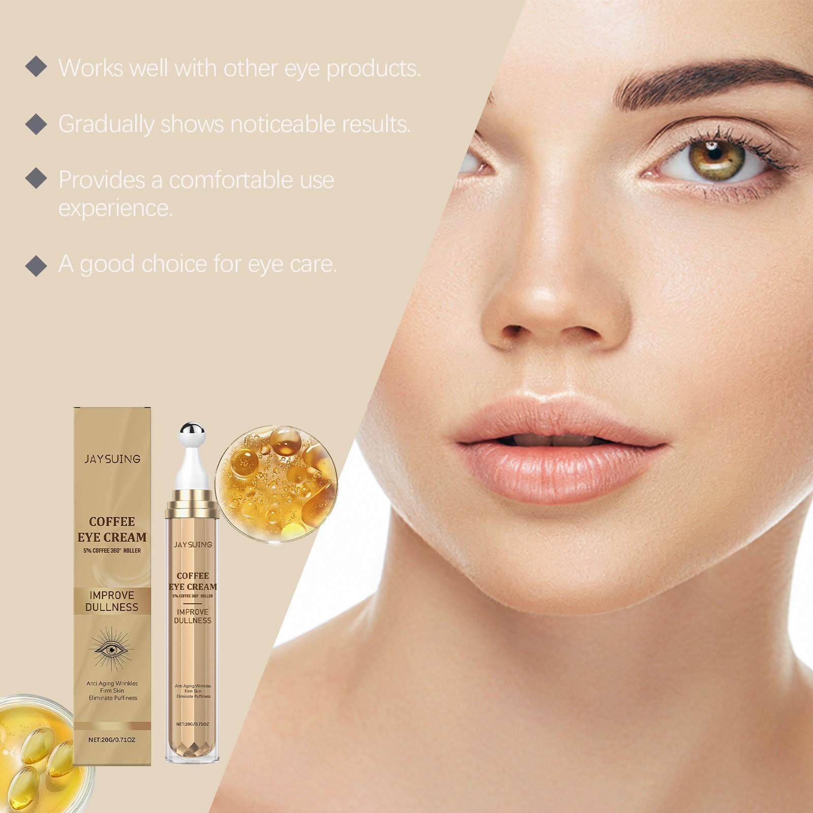 Caffeine Eye Cream, Gentle Hydrating Massage, Collagen Elasticity, Youthful Skin, Roller Eye Cream, Moisturizing and Firming