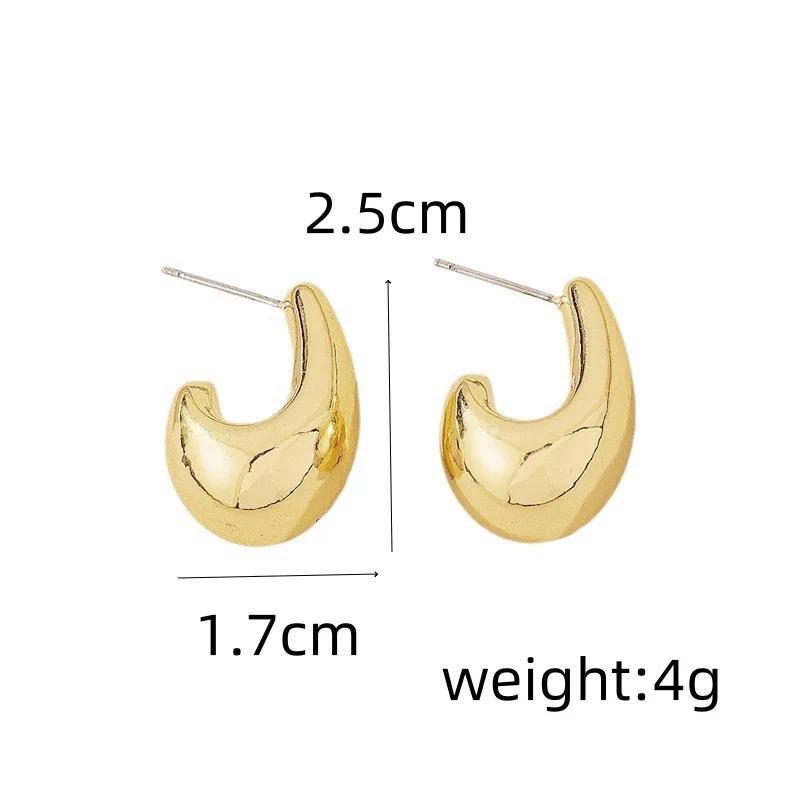Small Water Droplets CCB Gold Color Smooth Stud Earrings for Women Exaggerate Punk Geometry Jewelry Accessories Girlfriend Gift