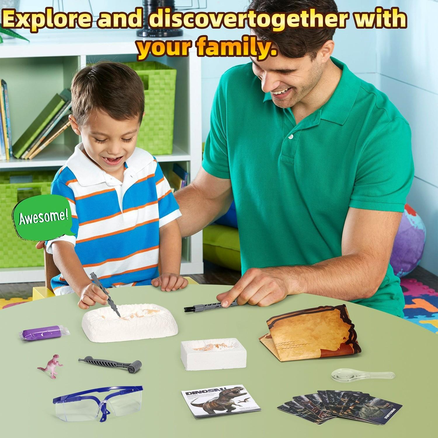 Archaeology Dig Dinosaur Fossil Toy,  Dinosaur Toys for Kids,STEM Toys, Dino Toy Outdoor Gift with Dinosaur Card, Dinosaur Egg Excavation for Kids Boys Girls Gift 6 and up year old  Creative Science Experiment, Early Education Parent-Child Interaction