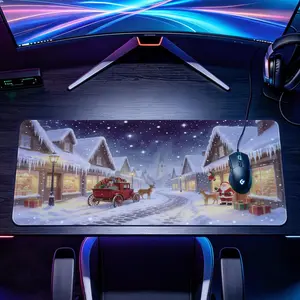 Extra Large winter village snow scene Mouse Pad，Non Slip Rubber Pad，Desktop Decoration Drotection Pad，Washable，Lock Edge Multi Size，Premium Multipurpose Mousepad For Office，Study，Gift for Family and Friends