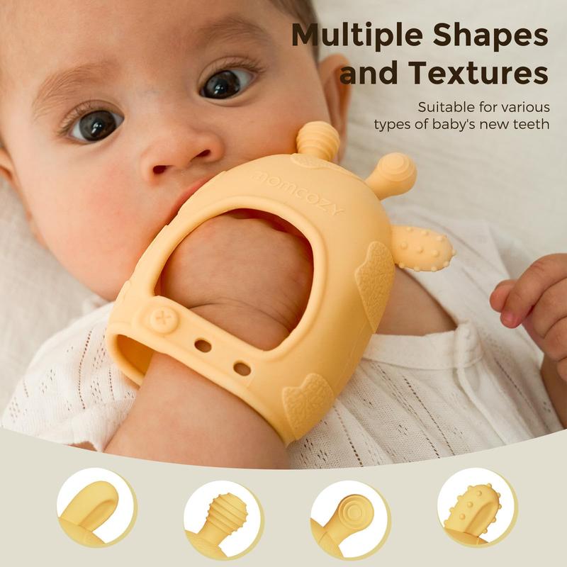 Momcozy Baby Teething Toy, Food Grade Silicone Teether, Sensory Teether for Infants 0-6 Months & 6-12 Months, Essential Baby Accessory