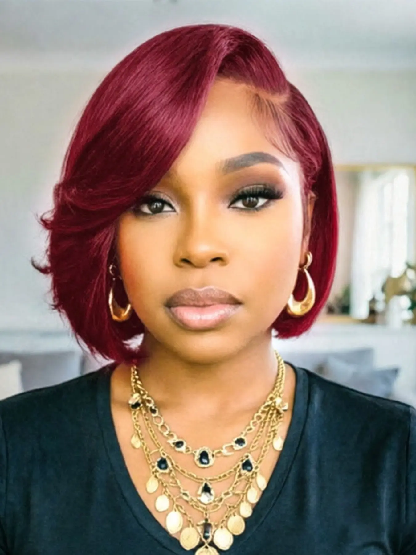 Colored Short Bob Human Hair Wigs,13x4 Transparent Lace Front Wig, Pre Plucked Human Hair Bob Wig Natural Look for Daily Styling