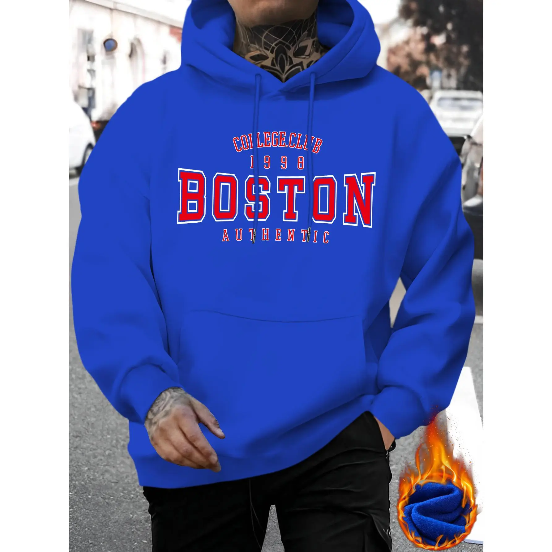 Men's New Brooklyn Personalized Letter Print Casual Sweatshirt Fashionable Drawstring Hoodie Autumn Winter Top Comfortable Versatile Long Sleeve Hooded Sweatshirt