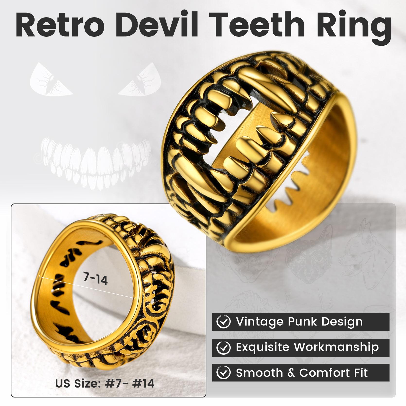 FindChic Sugar Skull Rings Stainless Steel Two Tone Biker Ring Jewelry Day of the Dead Memory Jewelry For Death For Women Men Girlfriend Boyfriend