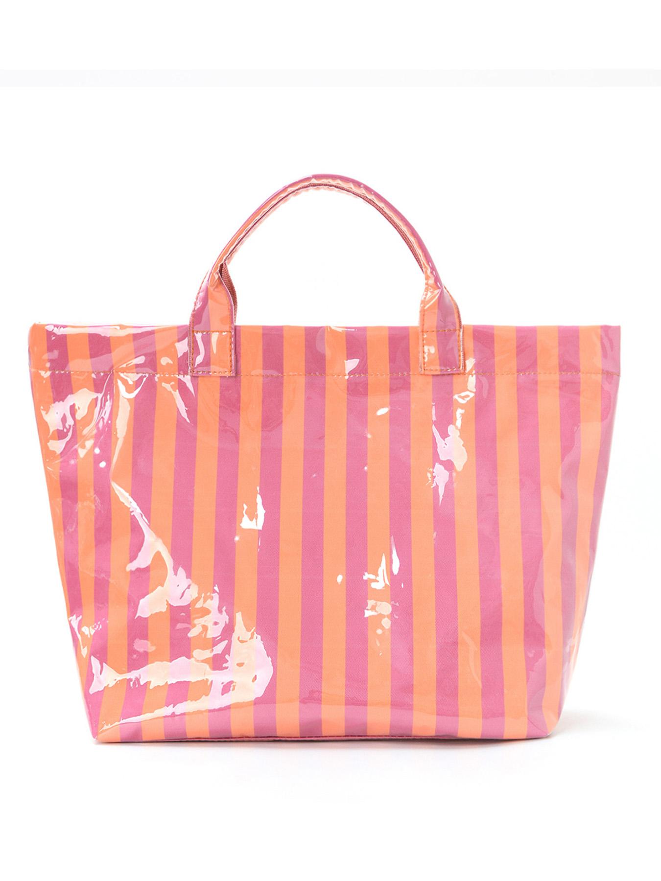 2026 New Striped Handbag Tote Bag, Large Capacity Shopping Bag, PVC Waterproof Fabric, Velcro Closure, Ideal for Daily Commute, Beach Vacation, Travel
