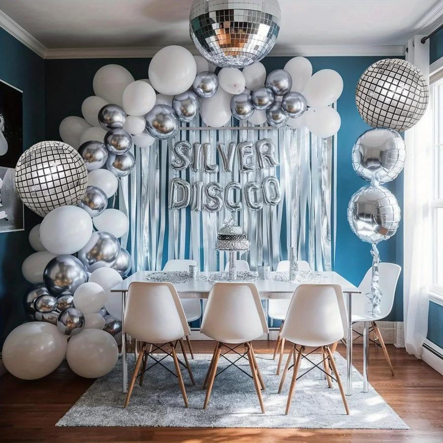 115pcs Themed Balloon Set:White and Silver Party Balloons for Birthday Parties,weddings or Celebrations,themed Event Decorations