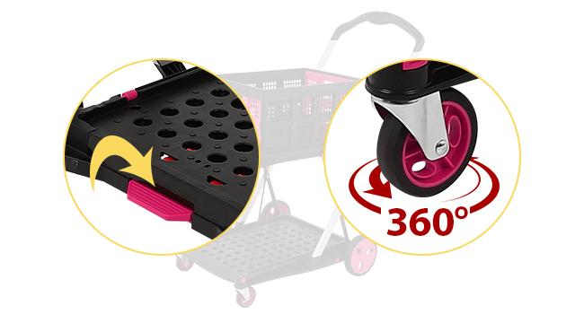 Foldable Utility Cart with Wheels,Folding Cart for Cosmetic Organizer,Grocery,Office,Warehouse,Garden, Double Layers Foldable Shopping Cart,Folding Trolley for Luggage Heavy Duty