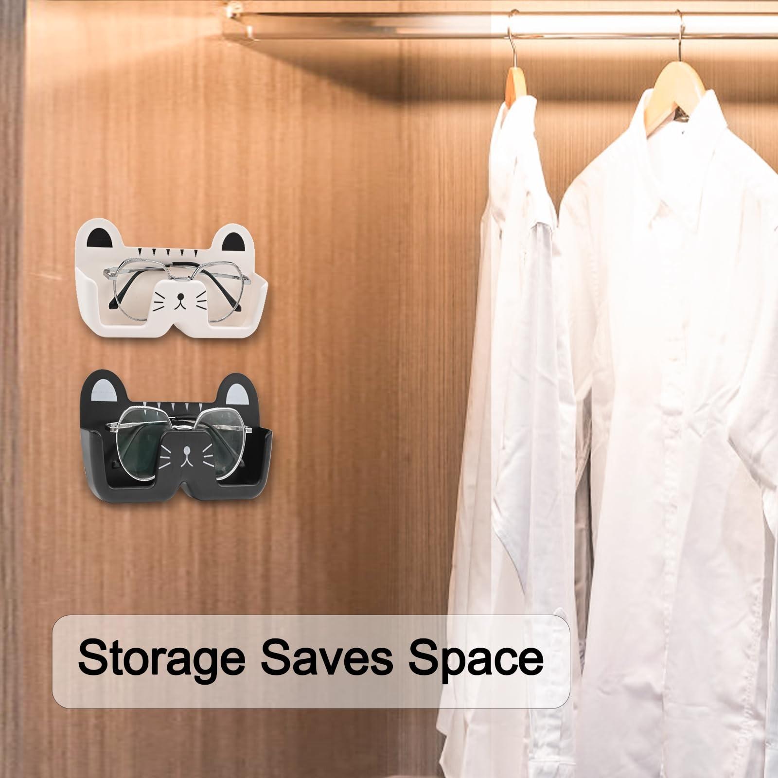 Cat-Shaped Sunglasses Holder, Wall-Mounted Eyeglass Rack, 2-Piece Set, Ideal for Entryway, Living Room, Bedroom, Bathroom