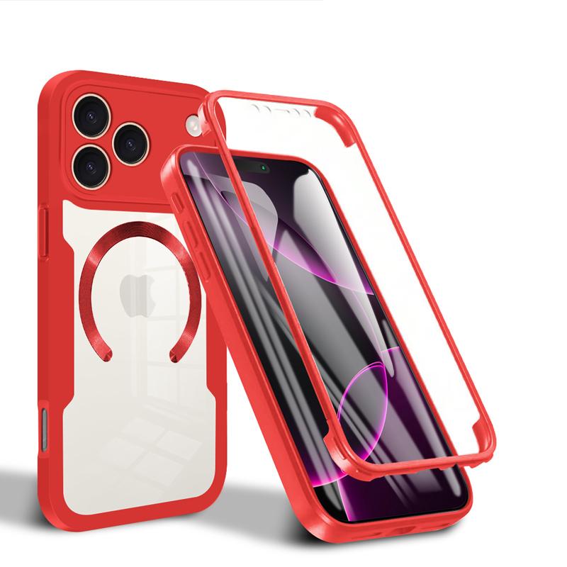 Screen Full Coverage Silicone Case, Ultra-Thin Transparent Magnetic Charging, Anti-Fingerprint Drop Proof Scratch Protection for iPhone