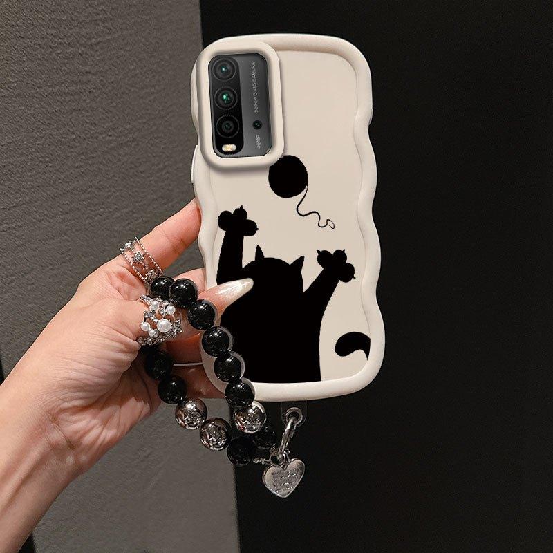 1 Piece Shadow Kitten Stylish Suitable For Redmi 9 Power Phone Case Cover With Flexible Finish Featuring Anti-Scratch And Lanyard For Daily Use