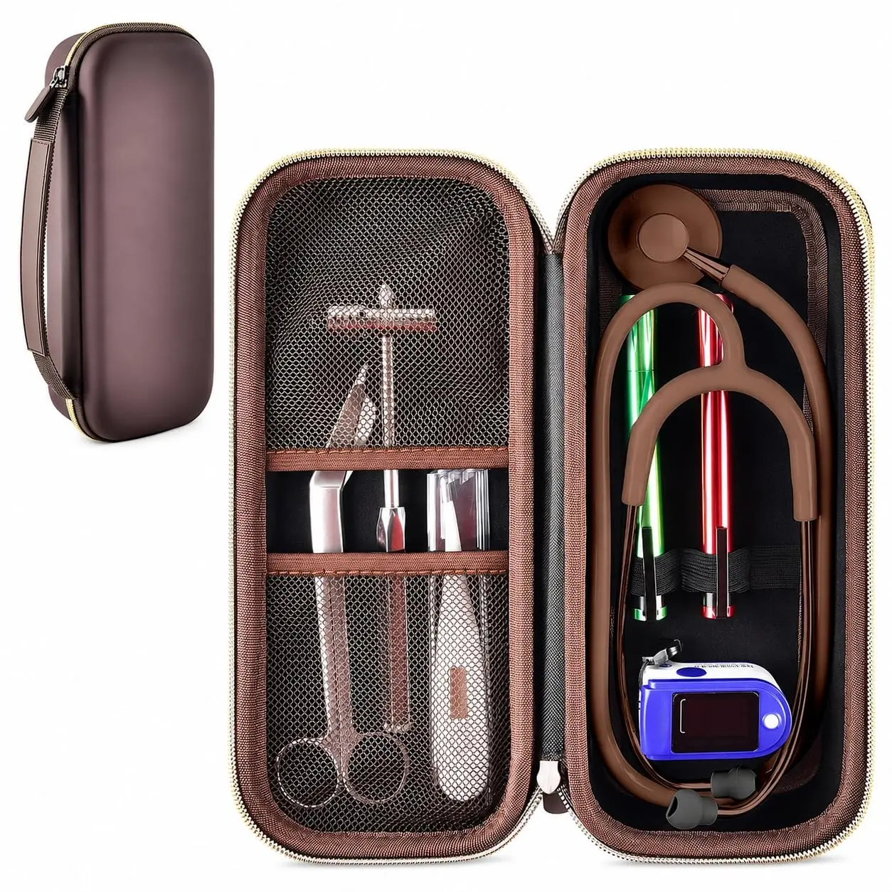 Stethoscope Case for 3M Littmann Classic III/Cardiology IV, Brown, for MDF Acoustica Stethoscopes, for Nurses, Doctors, Nursing School Essentials, Students, Clinic, EMS, Travel, Hard Bag Only