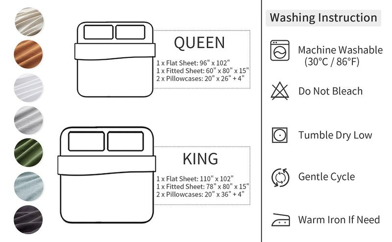 ATLINIA 100% Linen Sheet Set French Flax Farmhouse Style Bedding Including 1 × Flat Sheet & 1 × Fitted Sheet & 2 Pillowcases ATLINIA 100% Linen Sheet Set French Flax Farmhouse Style Bedding Including 1 × Flat Sheet & 1 × Fitted Sheet & 2 Pillowcases