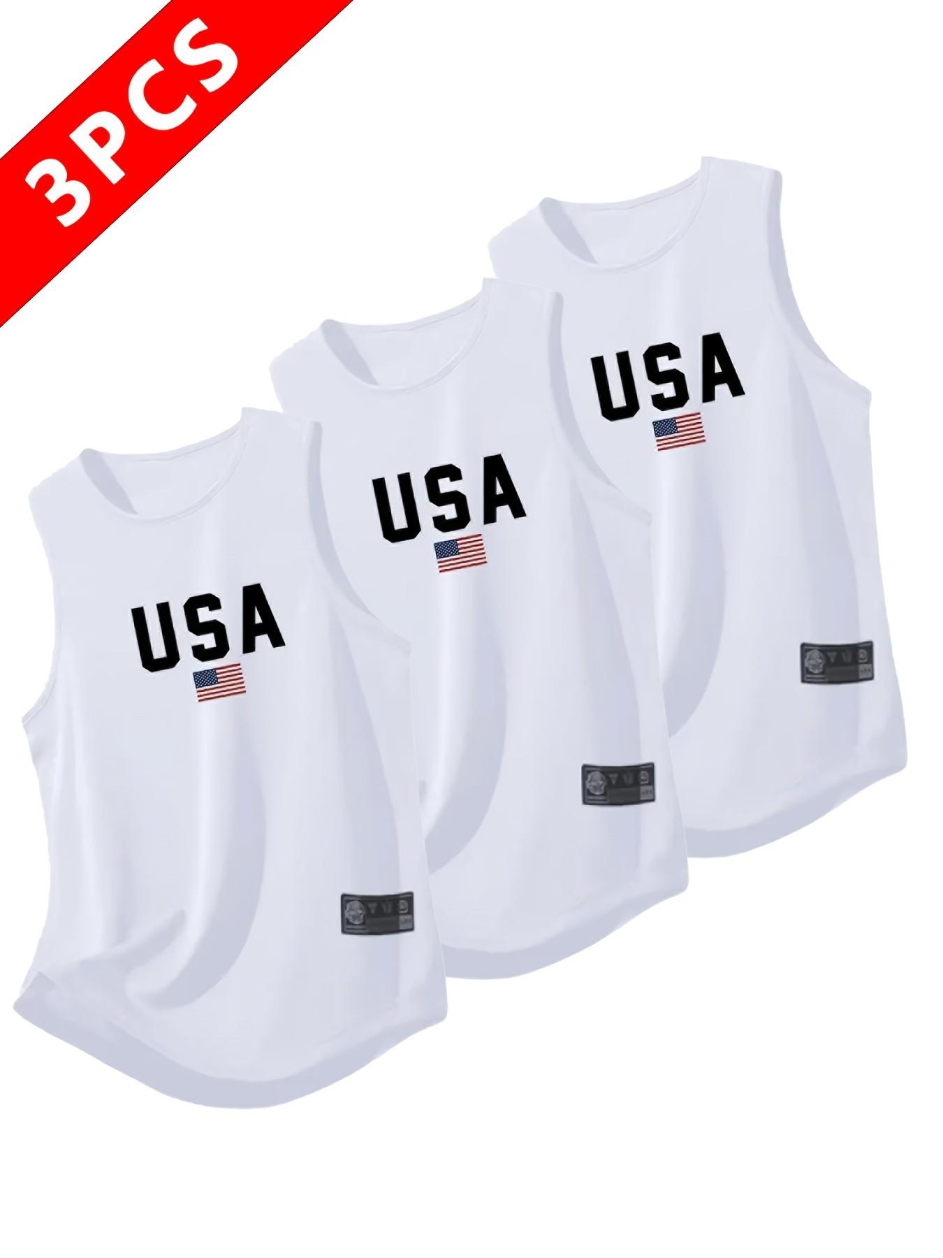 Men's Quick-Dry Moisture-Wicking Breathable Tank Tops, Fitness Workout Vest, Casual Sports Gym Sleeveless Shirts, Running Training, Usa Letter Print, Multiple Colors Men's Quick-Dry Moisture-Wicking Breathable Tank Tops, Fitness Workout Vest, Casual Sports Gym Sleeveless Shirts, Running Training, Usa Letter Print, Multiple Colors