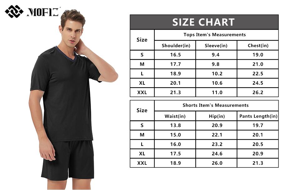 MoFiz Mens Pajama Set Summer Pjs Sleepwear Nightwear Lightweight Quick Dry Soft Short Sleeve V-Neck Pjs Sleep Set With Pocket