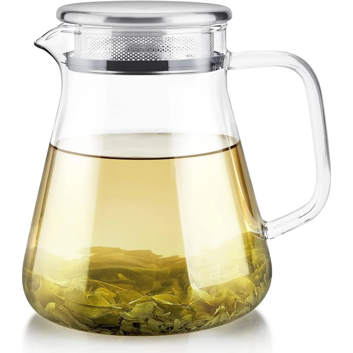 One-Touch Tea Maker, 2-in-1 Teapot and Kettle with Stainless Steel Filter Lid for Loose Tea – Stain-Free Borosilicate Glass Teapot (27 Oz)Gift