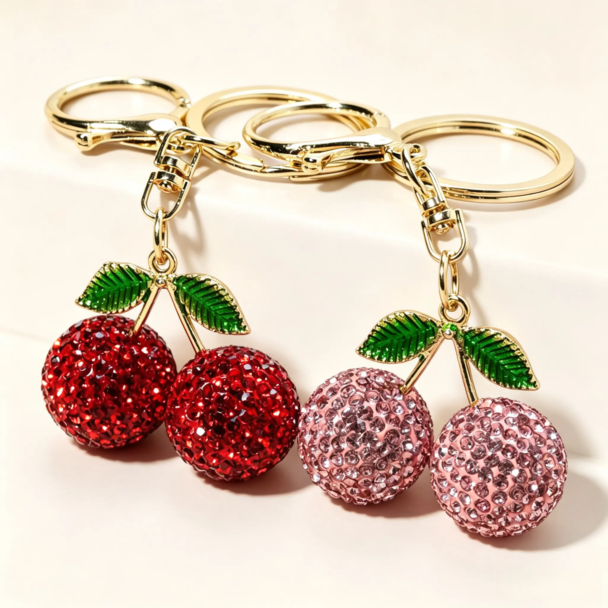 2-Pack Aesthetic Cute Cherry Keychain & Bag Charm | Durable Zinc Alloy Fruit Key Ring | Sweet Trendy Gift for Her, Birthday, Wedding & Travel Souvenir | Cute Everyday Essential Backpack Pendant