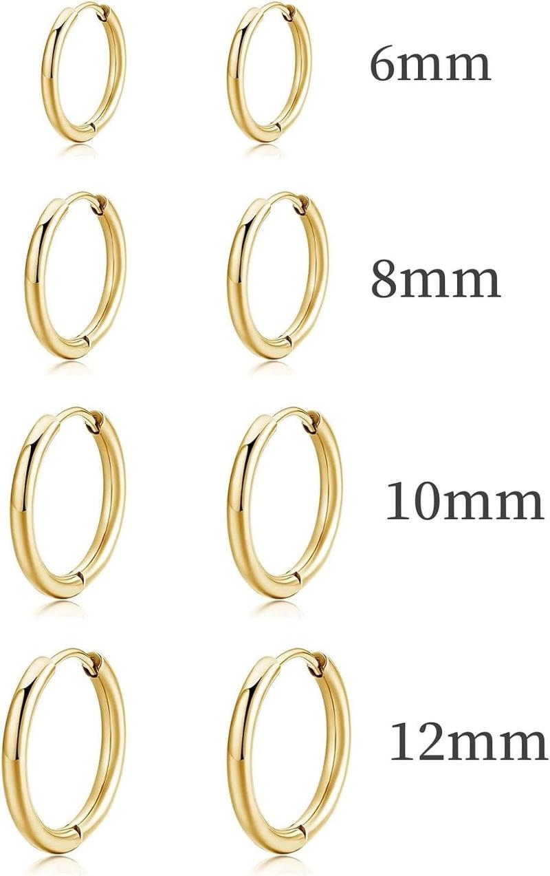 MIDEEO 8 Pcs Huggie Hoop Earrings 6mm/8mm/10mm/12mm 14K Gold Plated Hypoallergenic for Women Lightweight Perfect Gift MIDEEO 8 Pcs Huggie Hoop Earrings 6mm/8mm/10mm/12mm 14K Gold Plated Hypoallergenic for Women Lightweight Perfect Gift