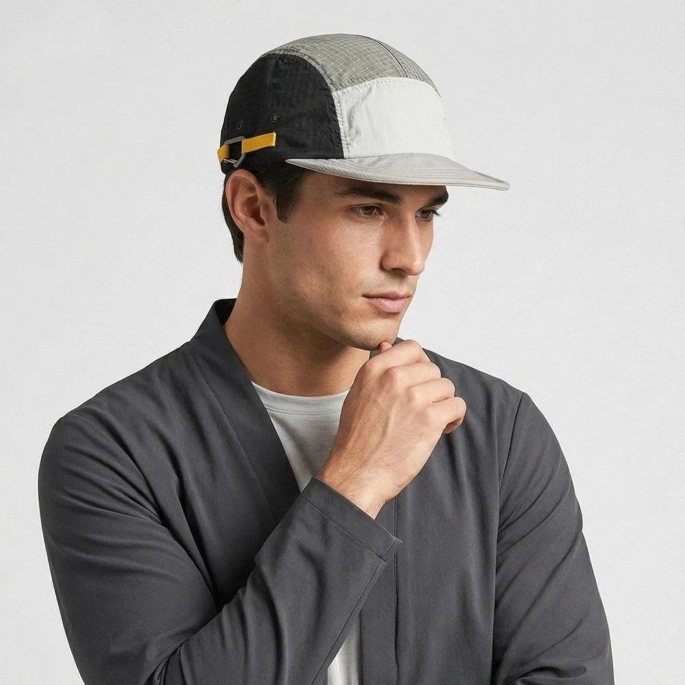 5-panel Men Baseball Caps Color Matching Lightweight Quick Drying Cap Breathable Sun Protection Duck Tongue Cap