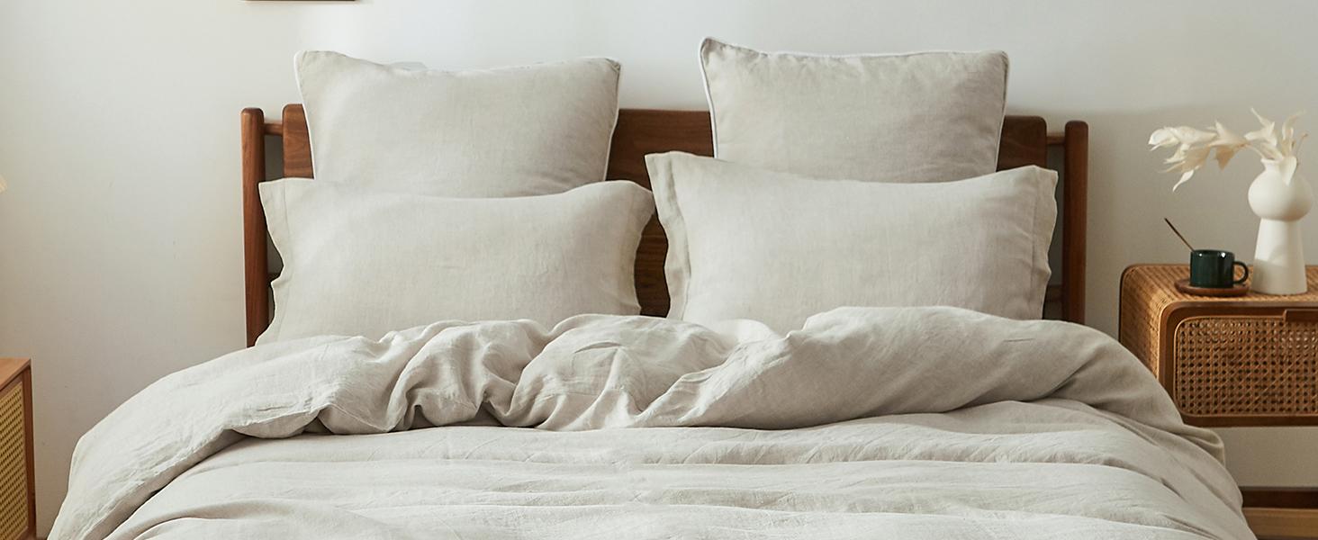 Simple&Opulence 100% Linen Duvet Cover Set, Pure Natural French Flax Purple Duvet Cover, Breathable Soft Comfy Linen Bedding Comforter Cover with Pillowcase