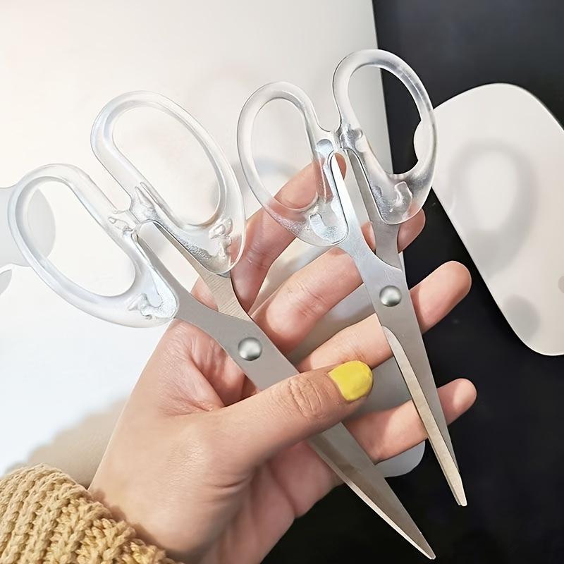 Transparent Scissors, Stainless Steel Office Scissors, Student Stationery, Hand Sewing, Line Cutting, Paper Trimming Tool