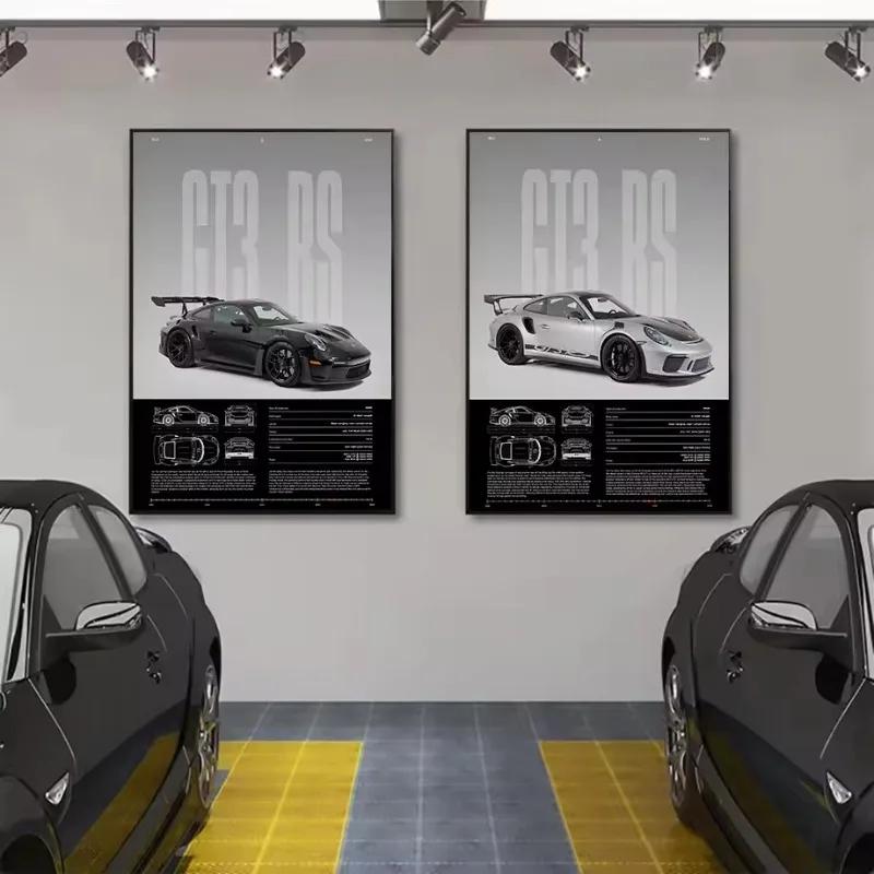 1 Pc Minimalist Famous German Luxury Sports Car GT3-RS Supercar Poster Canvas Painting Wall Art for Home Interior Artistic Decor (7 Styles)