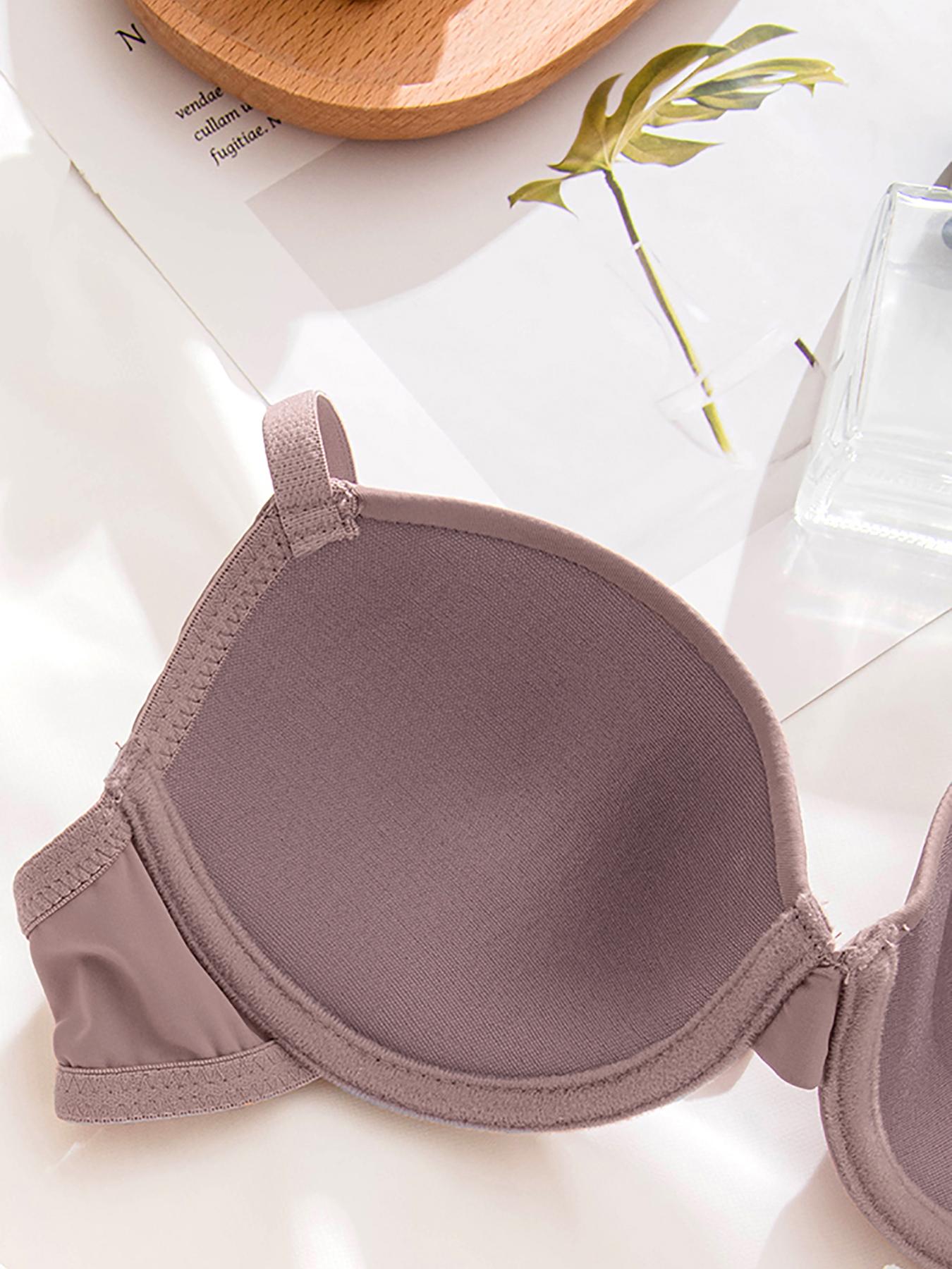 Women's 3pcs Solid Adjustable Strap Bra, Soft Comfortable Breathable Push Up Bra for Daily Wear, Lingerie for All Seasons