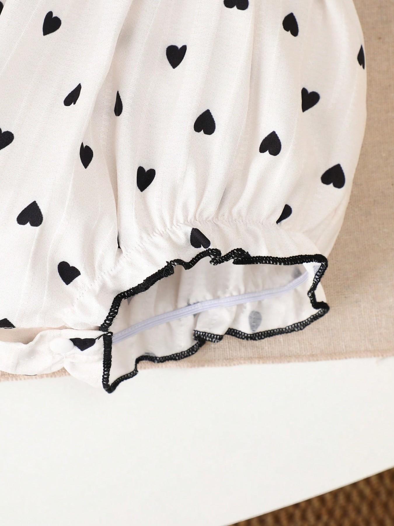 Baby Girl Summer Sleeveless Jumpsuit with Hat, Heart Print, Cute Round Neck Ruffle, Perfect for Outdoor, Festival, Daily Wear