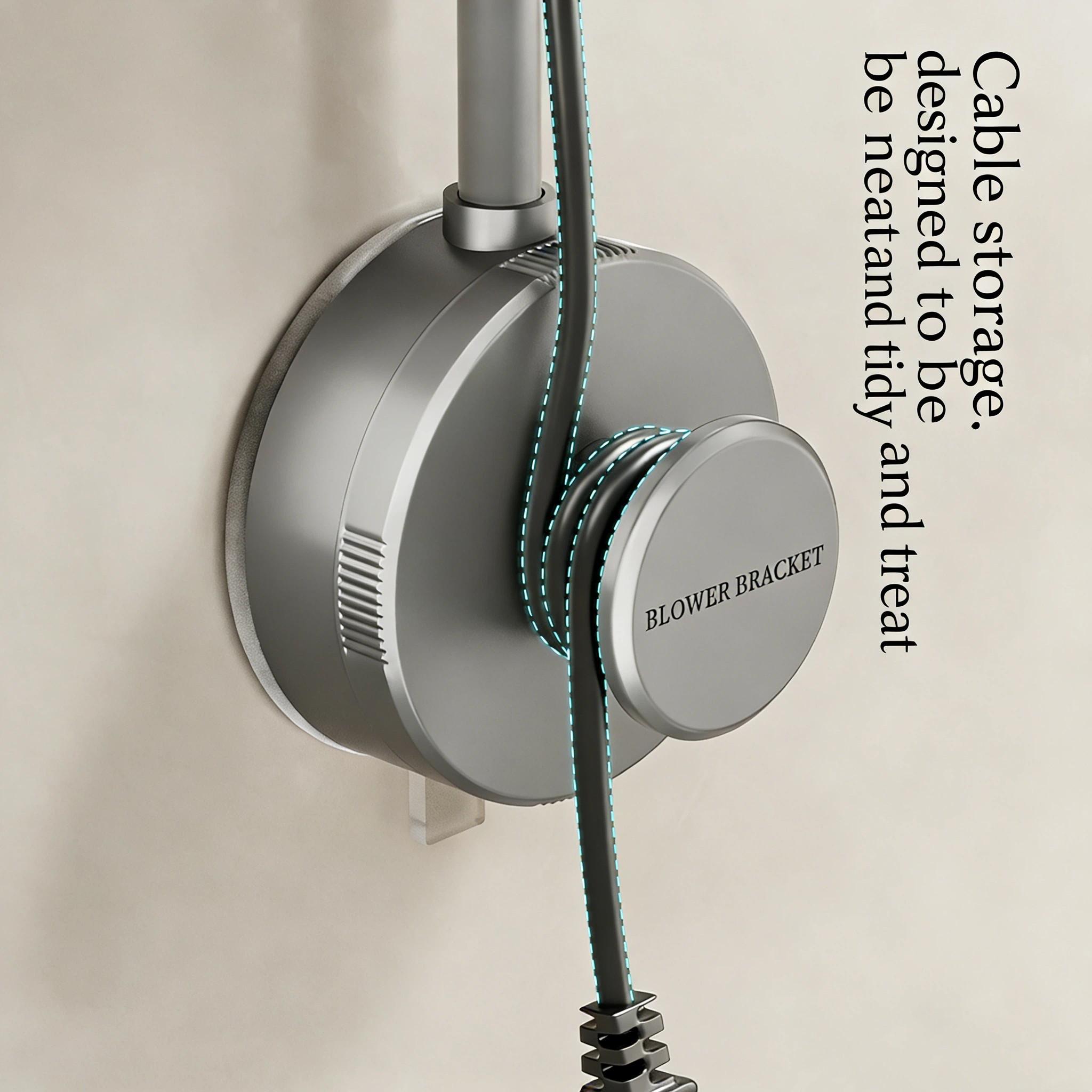 Wall-Mounted Hair Dryer Stand, 360° Adjustable Hose, Strong Suction Cup, Mirror & Tile Holder, No Drilling Required, Storage Rack